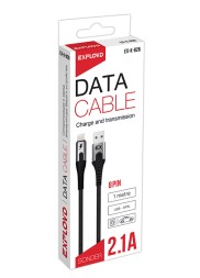 Дата-кабель/Exployd/USB - 8 Pin/круглый/нейлон/чёрный/1М/2.1A/SONDER/EX-K-826