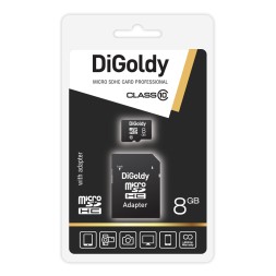 Карта памяти Digoldy 8GB microSDHC Class 10 с адаптером