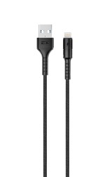 Дата-кабель/Exployd/USB - 8 Pin/круглый/нейлон/чёрный/1М/2.4A/Flow/EX-K-1320