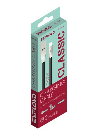 Дата-кабель/Exployd/USB - TYPE-C/плоский/чёрный/1М/2A/Classic/EX-K-1044