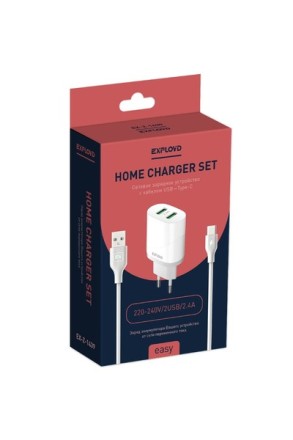Сетевое ЗУ/Exployd/Type-C/2.4A/2хUSB/белый/Easy/EX-Z-1439