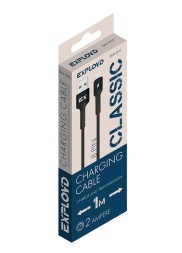 Дата-кабель/Exployd/USB - 8 Pin/круглый/нейлон/чёрный/1М/2A/Classic/EX-K-1010