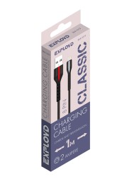 Дата-кабель/Exployd/USB - 8 Pin/круглый/нейлон/чёрный/1М/2A/Classic/EX-K-1019