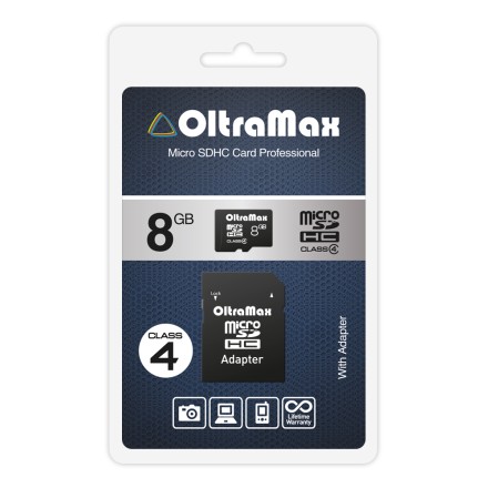 Карта памяти OltraMax 8GB microSDHC class 4 без адаптера